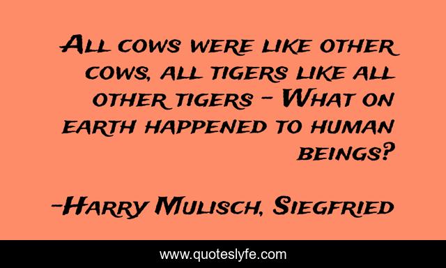 All cows were like other cows, all tigers like all other tigers - What on earth happened to human beings?