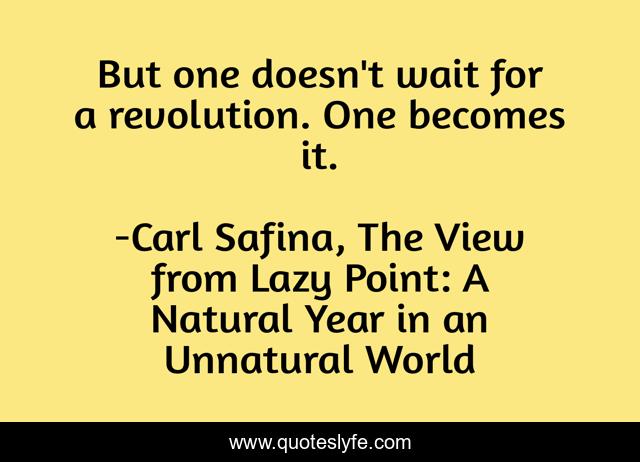 But one doesn't wait for a revolution. One becomes it.