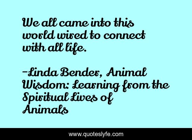 We all came into this world wired to connect with all life.