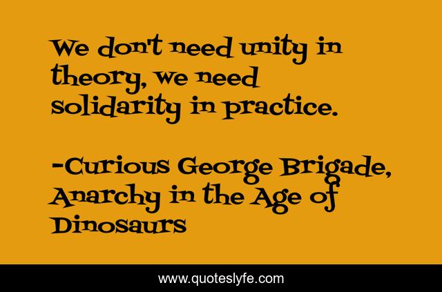 We don't need unity in theory, we need solidarity in practice.