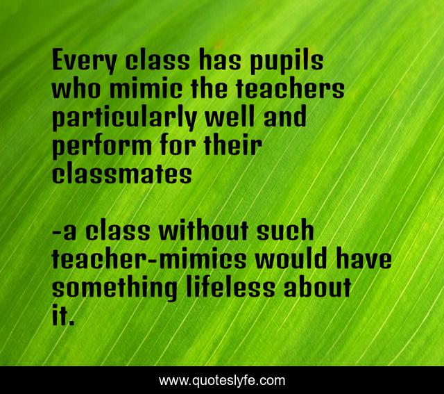 Every class has pupils who mimic the teachers particularly well and perform for their classmates