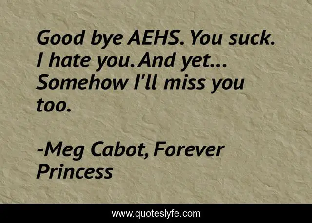 Good bye AEHS. You suck. I hate you. And yet... Somehow I'll miss you too.