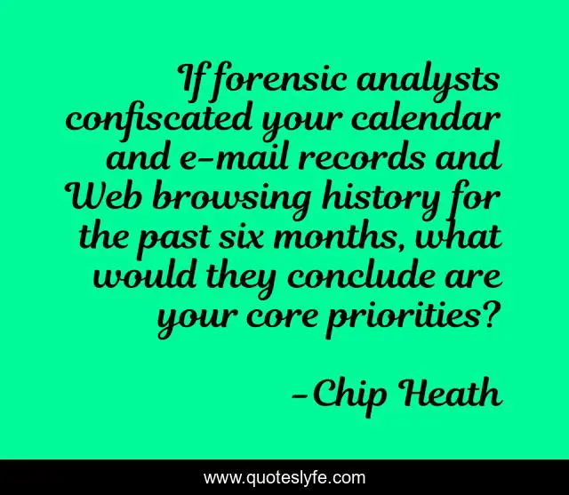 If forensic analysts confiscated your calendar and e-mail records and Web browsing history for the past six months, what would they conclude are your core priorities?