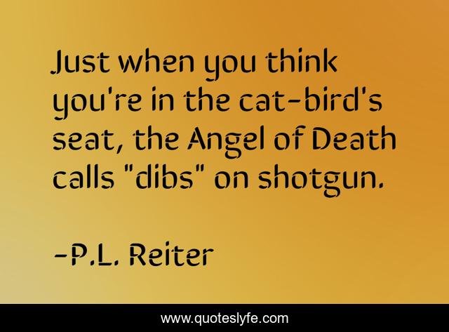 Just when you think you're in the cat-bird's seat, the Angel of Death calls 