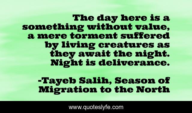 The day here is a something without value, a mere torment suffered by living creatures as they await the night. Night is deliverance.