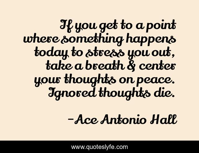If you get to a point where something happens today to stress you out, take a breath & center your thoughts on peace. Ignored thoughts die.
