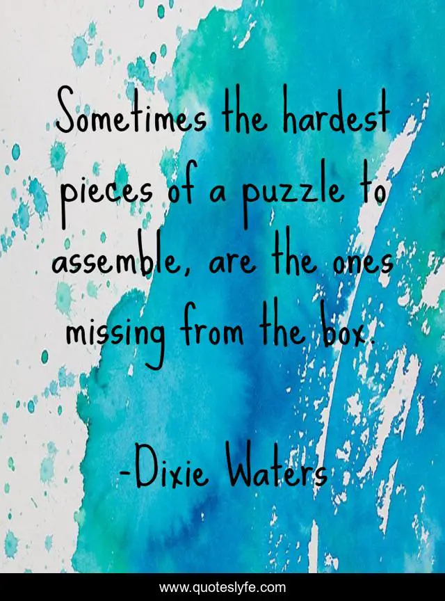 Sometimes the hardest pieces of a puzzle to assemble, are the ones missing from the box.
