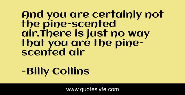 And you are certainly not the pine-scented air.There is just no way that you are the pine-scented air