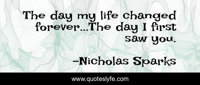 The day my life changed forever...The day I first saw you.