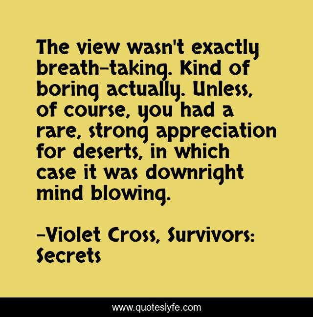 The view wasn't exactly breath-taking. Kind of boring actually. Unless, of course, you had a rare, strong appreciation for deserts, in which case it was downright mind blowing.