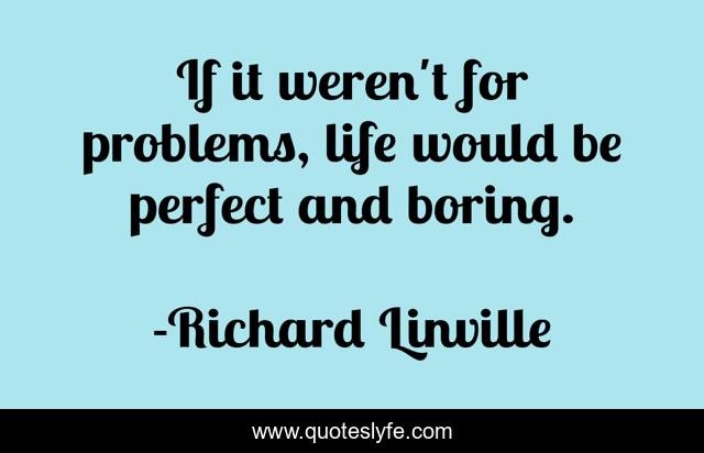 If it weren't for problems, life would be perfect and boring.