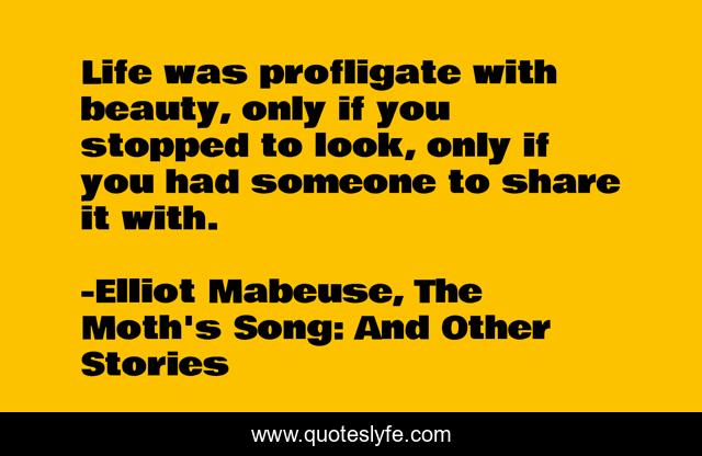 Life was profligate with beauty, only if you stopped to look, only if you had someone to share it with.