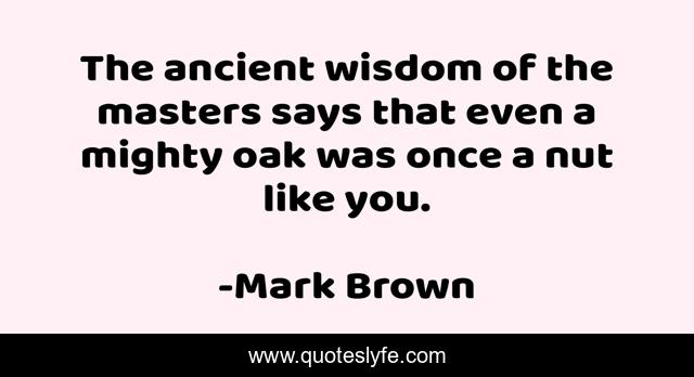 The ancient wisdom of the masters says that even a mighty oak was once a nut like you.