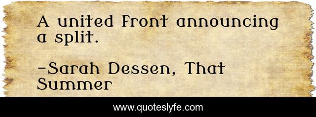 A united front announcing a split.