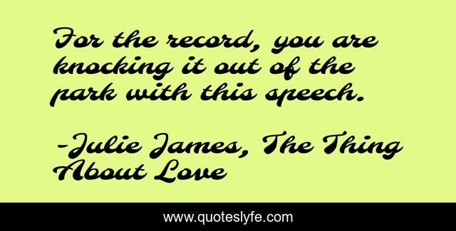 For the record, you are knocking it out of the park with this speech.