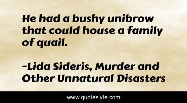 He had a bushy unibrow that could house a family of quail.