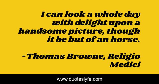 I can look a whole day with delight upon a handsome picture, though it be but of an horse.