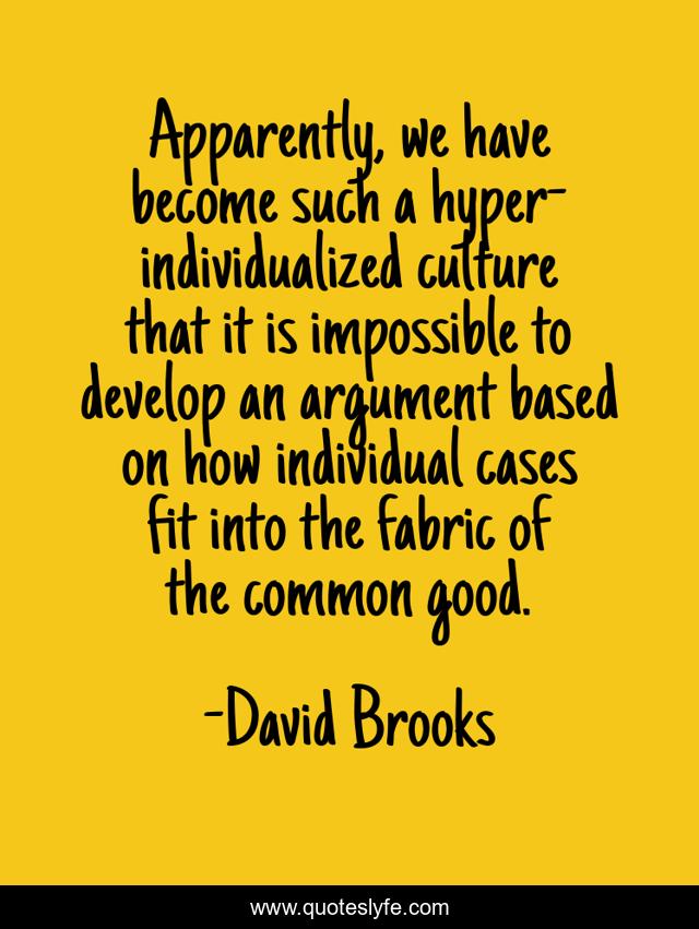 Apparently, we have become such a hyper-individualized culture that it is impossible to develop an argument based on how individual cases fit into the fabric of the common good.