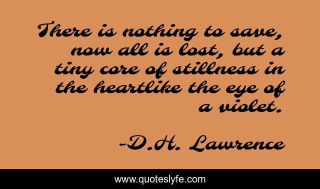 There is nothing to save, now all is lost, but a tiny core of stillness in the heartlike the eye of a violet.
