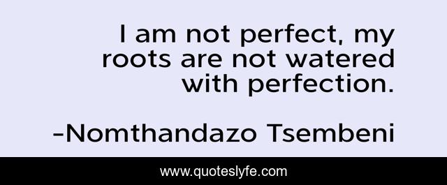 I am not perfect, my roots are not watered with perfection.