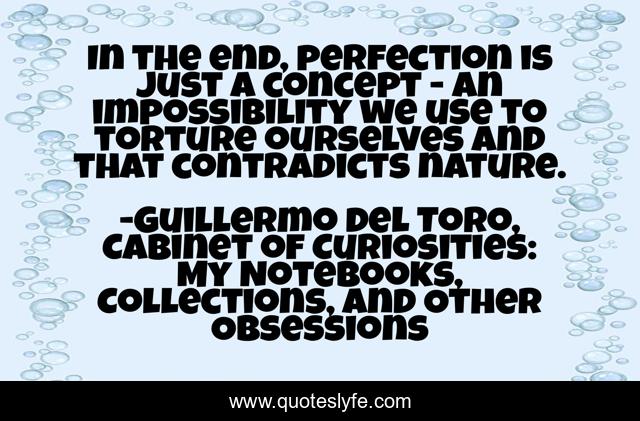 In the end, perfection is just a concept - an impossibility we use to torture ourselves and that contradicts nature.
