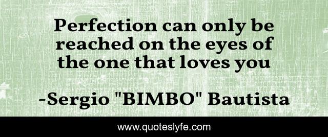 Perfection can only be reached on the eyes of the one that loves you