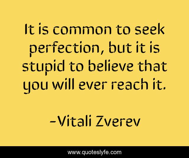 It is common to seek perfection, but it is stupid to believe that you will ever reach it.