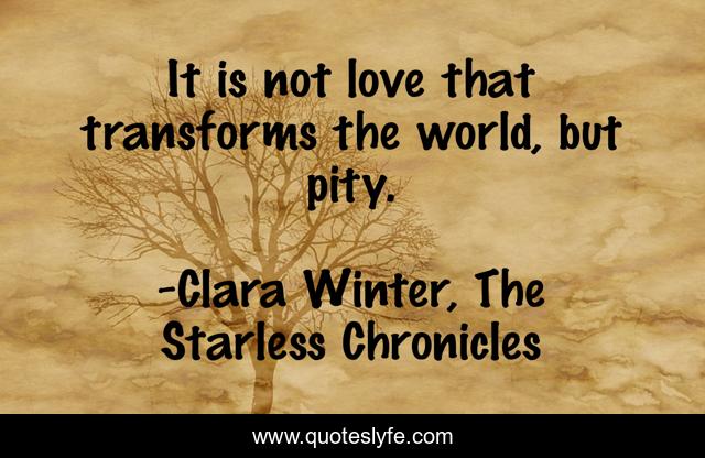 It is not love that transforms the world, but pity.