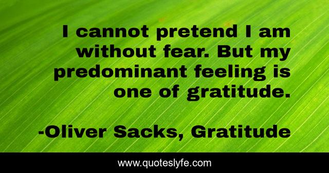 I cannot pretend I am without fear. But my predominant feeling is one of gratitude.
