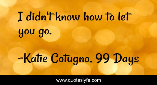 I didn't know how to let you go.
