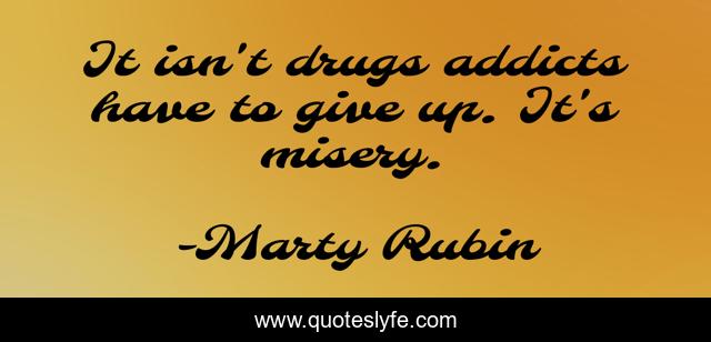 It isn't drugs addicts have to give up. It's misery.