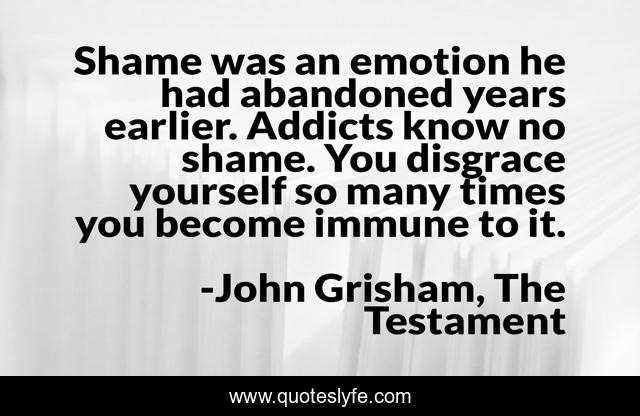 Shame was an emotion he had abandoned years earlier. Addicts know no shame. You disgrace yourself so many times you become immune to it.