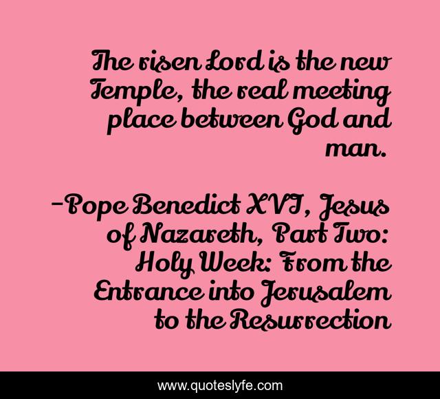 The risen Lord is the new Temple, the real meeting place between God and man.