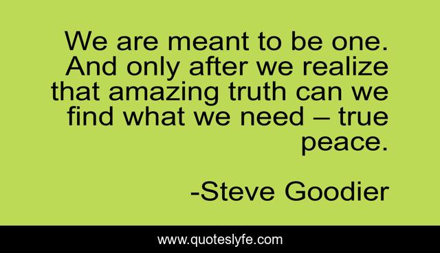 We are meant to be one. And only after we realize that amazing truth can we find what we need – true peace.