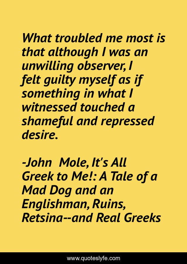 What troubled me most is that although I was an unwilling observer, I felt guilty myself as if something in what I witnessed touched a shameful and repressed desire.