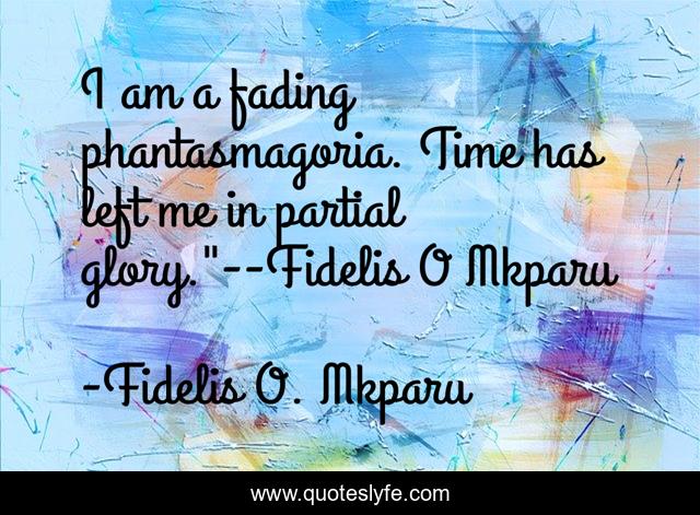I am a fading phantasmagoria. Time has left me in partial glory.