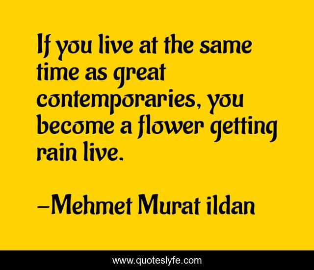 If you live at the same time as great contemporaries, you become a flower getting rain live.