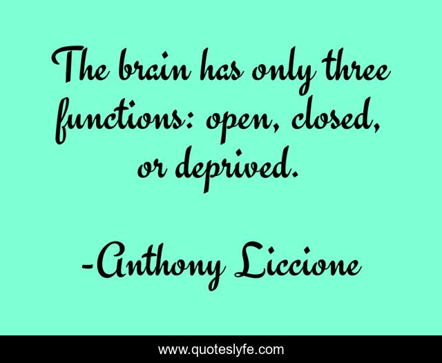 The brain has only three functions: open, closed, or deprived.