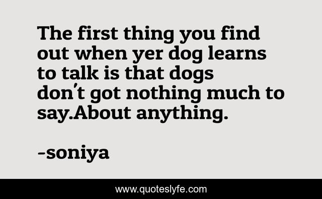 The first thing you find out when yer dog learns to talk is that dogs don't got nothing much to say.About anything.