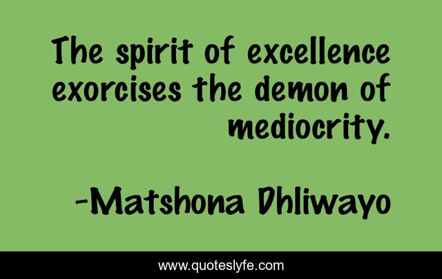 The spirit of excellence exorcises the demon of mediocrity.