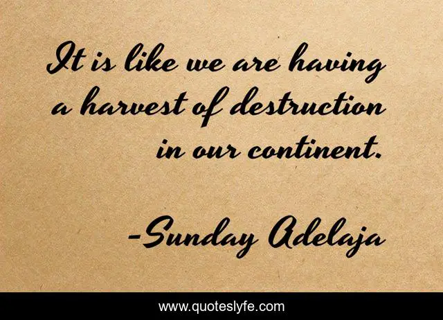 It is like we are having a harvest of destruction in our continent.
