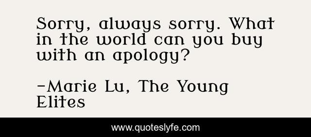 Sorry, always sorry. What in the world can you buy with an apology?