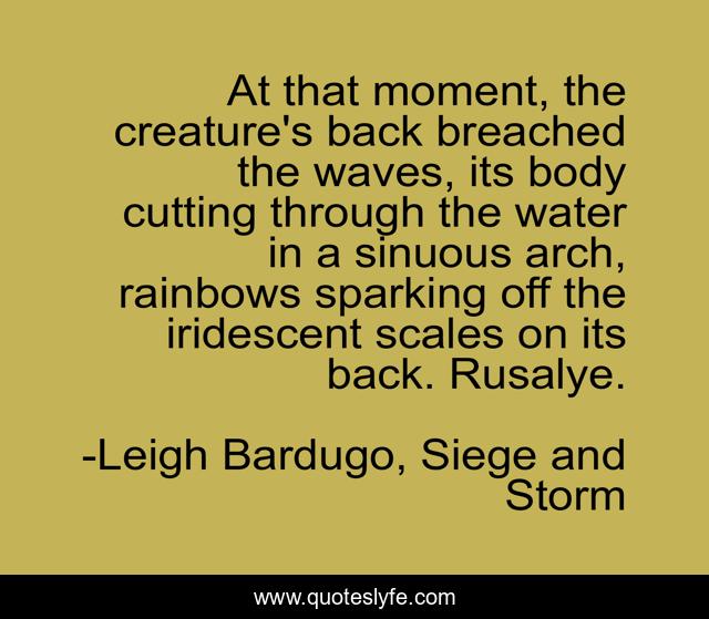At that moment, the creature's back breached the waves, its body cutting through the water in a sinuous arch, rainbows sparking off the iridescent scales on its back. Rusalye.