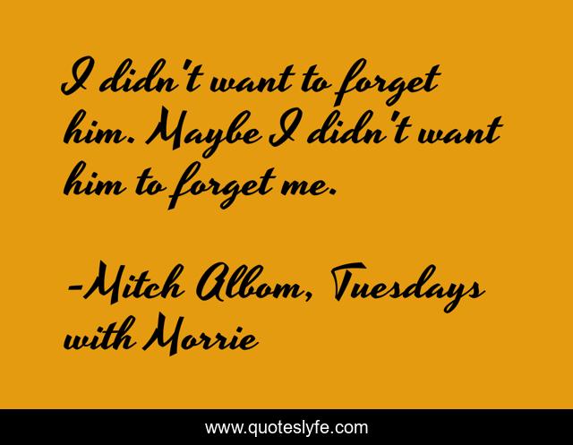 I didn't want to forget him. Maybe I didn't want him to forget me.