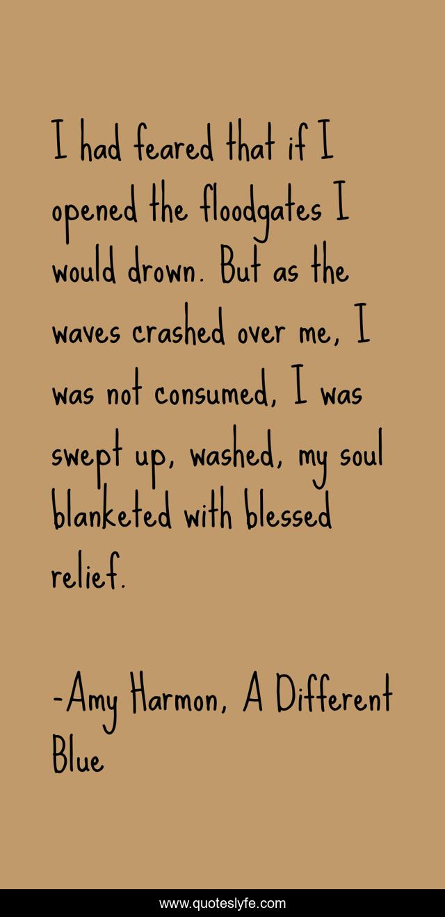 I had feared that if I opened the floodgates I would drown. But as the waves crashed over me, I was not consumed, I was swept up, washed, my soul blanketed with blessed relief.