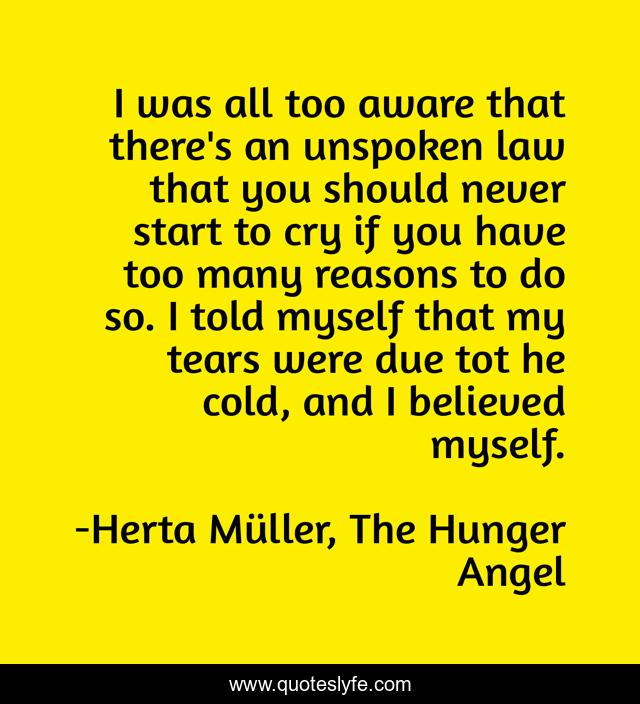 I was all too aware that there's an unspoken law that you should never start to cry if you have too many reasons to do so. I told myself that my tears were due tot he cold, and I believed myself.