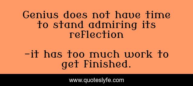 Genius does not have time to stand admiring its reflection