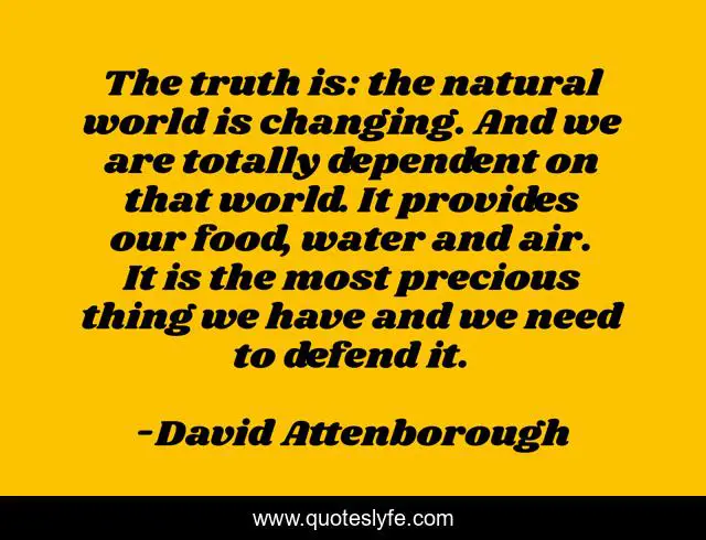 The truth is: the natural world is changing. And we are totally dependent on that world. It provides our food, water and air. It is the most precious thing we have and we need to defend it.