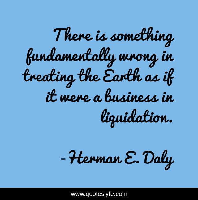 There is something fundamentally wrong in treating the Earth as if it were a business in liquidation.