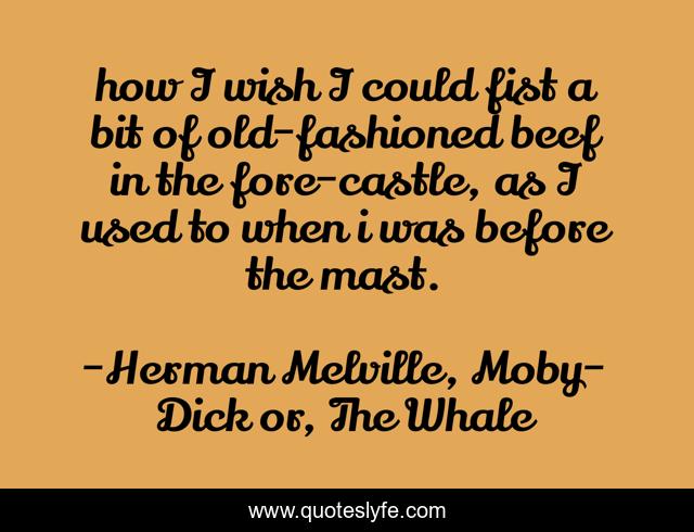 how I wish I could fist a bit of old-fashioned beef in the fore-castle, as I used to when i was before the mast.